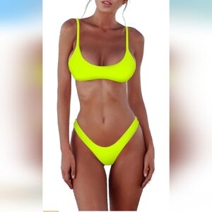 NWT SherryDC Women's Medium Scoop Neck Push Up Padded Brazilian Thong Bikini Set